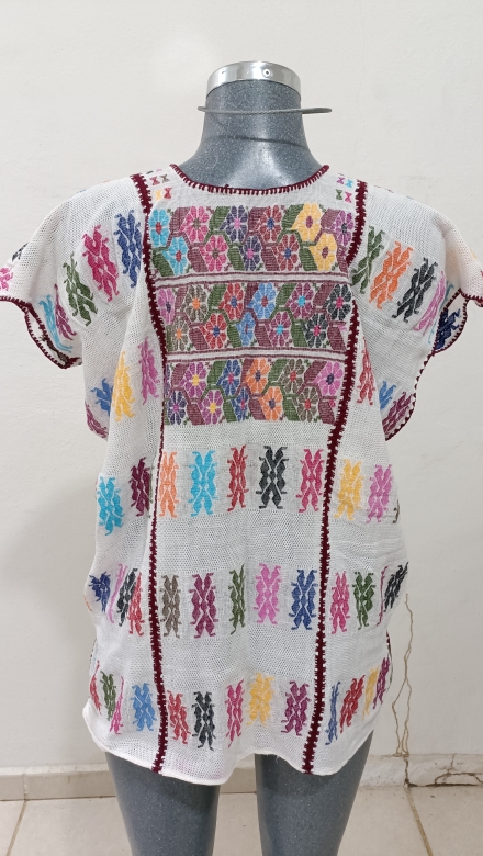 BLUSA BLANCA DE TRES LIENZO UNION VINO TECNICA DE GASA