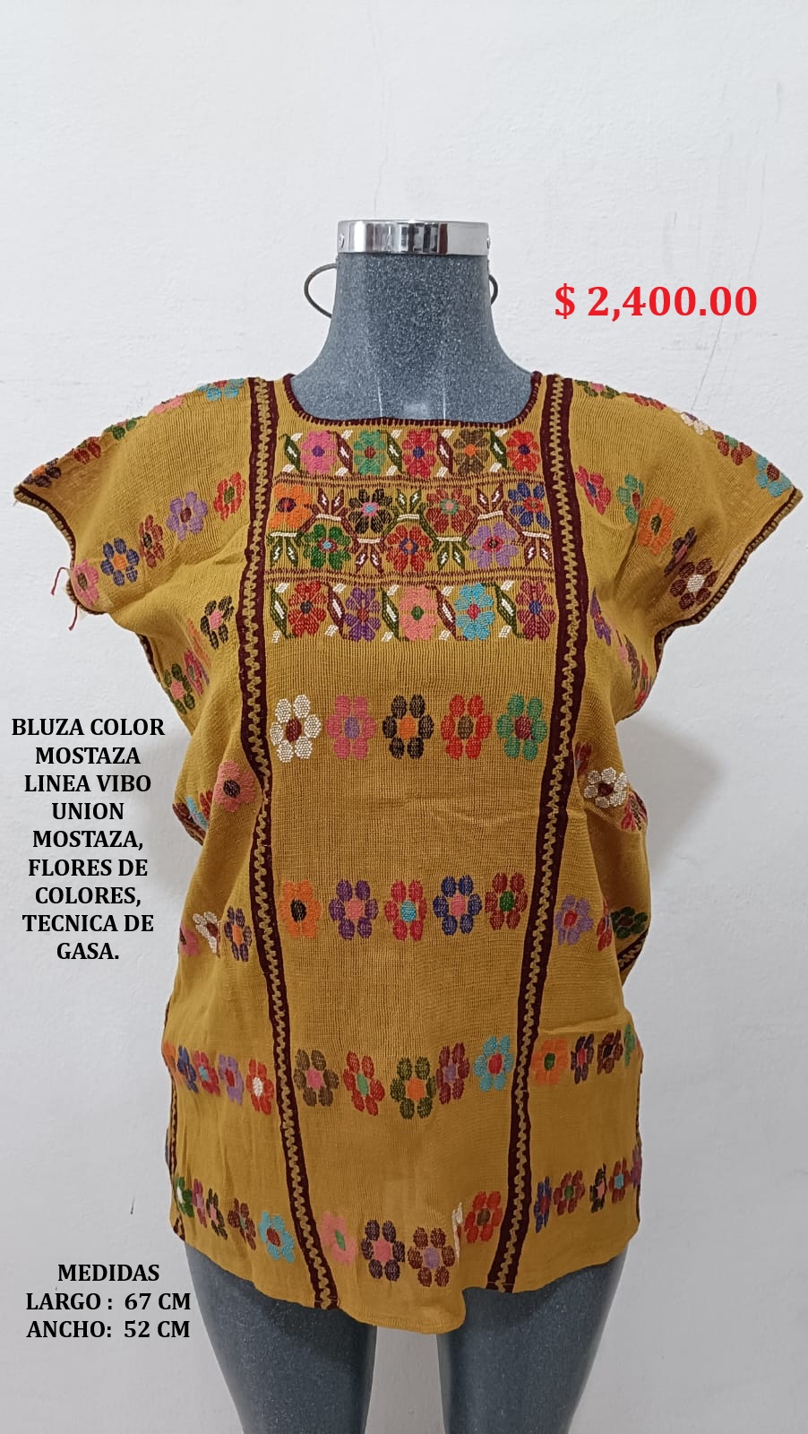 BLUSA COLOR MOSTAZA LINEAS VINO UNION MOSTAZA FLORES DE COLORES TECNICA DE GASAS