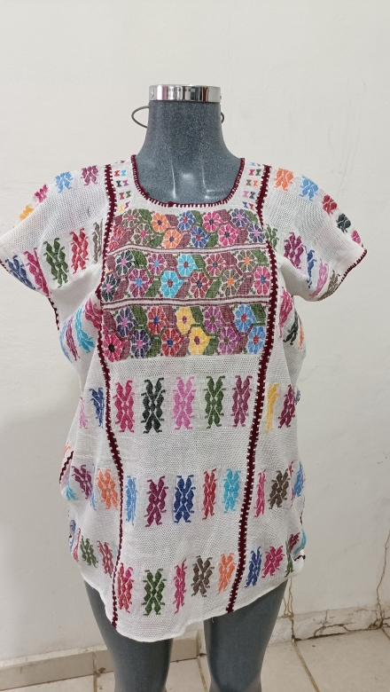 BLUSA BLANCA DE TRES LIENZO UNION VINO TECNICA DE GASA